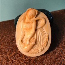 shell style cameo vintage antique loose unmounted carved girl maiden