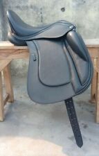 Black leather dressage saddle with changeable gullet/adjustable English tree