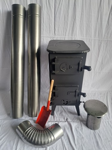 Log wood burner stove - stove, flue