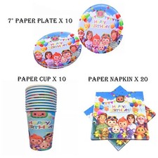Cocomelon Birthday Party Tableware Cup Plate Napkin Balloon Kid Party Decoration