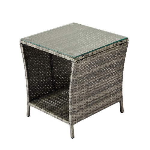 Gray wicker rattan side end - rattan,