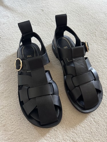 Zara black leather - zara, fisherman