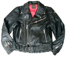 HEAVY DUTY MOTORCYCLE LEATHER BIKER JACKET - S - OLD SCHOOL BIKER ROCKER PUNK