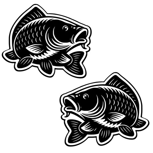 Carp fishing vinyl stickers - 2x,