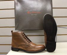 Ben Sherman Brogue Boots Tan Burnished Leather Laced Men's Boot UK 7 EU 41