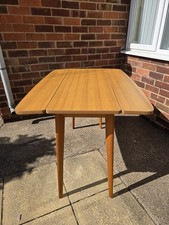 Vintage Mid Century Drop Leaf Kitchen Dining Table Beach Formica Wood Effect
