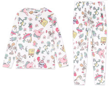 Ladies Minky Fleece Pyjamas SPONGEBOB SQUAREPANTS Women 6 to 24 Soft PJs Primark