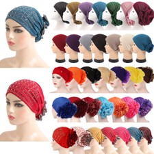 Women Flower Hijab Bonnet Hat