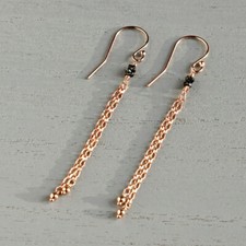 Dainty Rough Black Diamond Rose Gold Earrings Christmas Gift April Birthstone