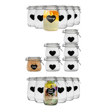 6x Heart Glass Storage Jars