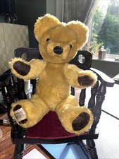 Vintage Merrythought Teddy Bear English Made 26cm Jointed Glass Eyes  Velvet Pad