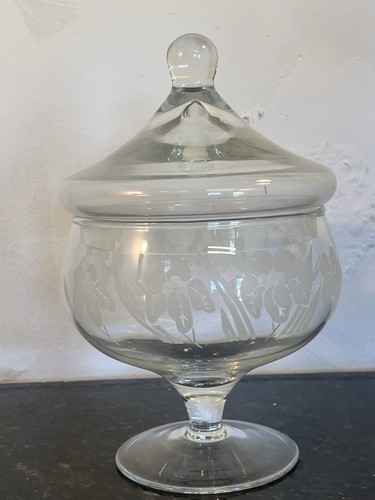 Iris etched glass pedestal - iris,