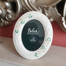 Belleek Oval Frame Shamrock Porcelain Hand Paint Ireland