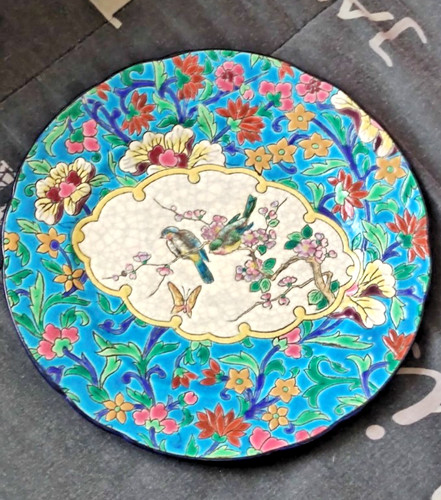 Large plate enamel longwy - large,