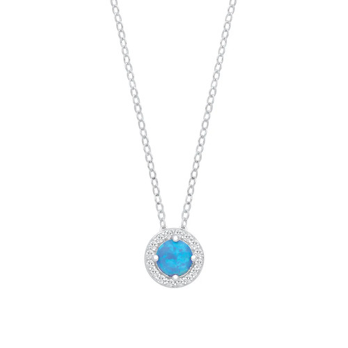 Necklace silver blue opal - necklace,