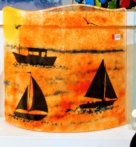 Fused glass boats sea - glass,
