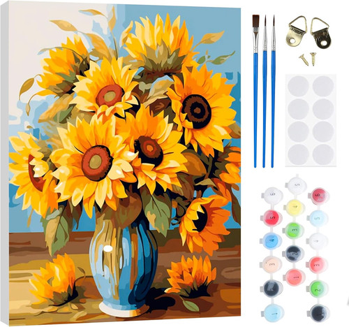 Sunflower vase paint - vase, by