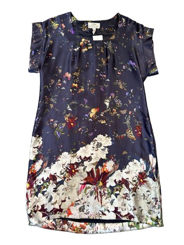 Erdem navy floral - navy, silk
