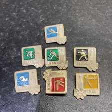 7 Russian Soviet 1980 Summer Olympics Pin Badges XXII Olympiad Moscow