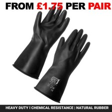 Heavy Duty Black Natural Rubber Latex Gloves Household Industrial Flock Washing