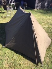 Dutch or Belgian? army pup tent 2 halves 1950s cold war era with poles and pegs