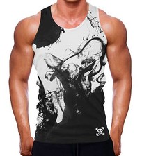 Black Vape Tank Vest Men Bodybuilding MMA Training Clothing Smoke Workout Top UK