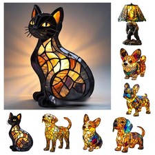 Cat Dog Lamp Desk Accent Resin
