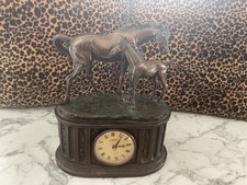 Juliana Cold Cast Bronze clock mother Horse & baby Great Details