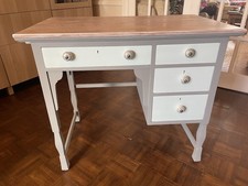 Solid Oak Knee Hole Desk with Drawers Antique/Vintage Upcycled Furniture