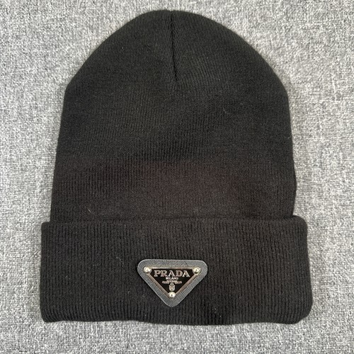 Black knit beanie hat prada - beanie,