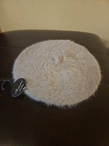 Ladies fluffy grey beret - ladies,