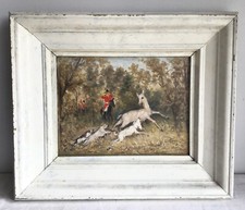 French Hunting Scene Oil On