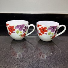 Red Flower Mugs From Sainsbury’s - 300ml capacity Round mug set of 2