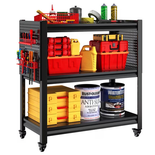 Tier tool cart wheels - on,