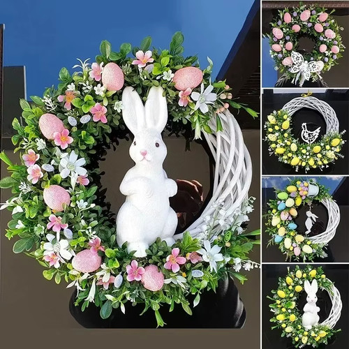 Easter wreath door hanging - easter,