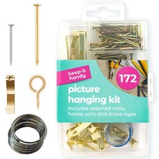 172pk Picture Hanging Kit Set Hooks Nails Wire Photo Frame Mirror Wall Art