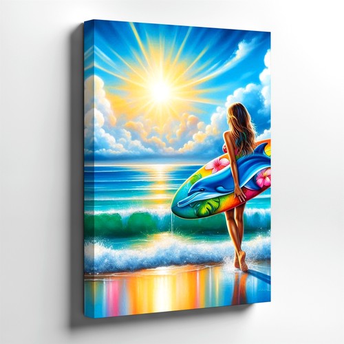 Canvas tropical beach surfer - canvas,