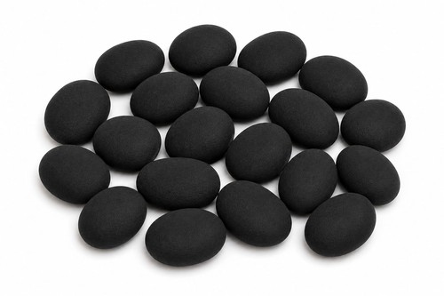 Fireplace black pebbles