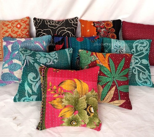 Vintage kantha cushion cover - kantha,