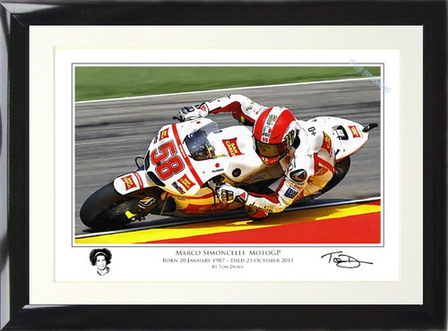 Framed marco simoncelli signed - framed,