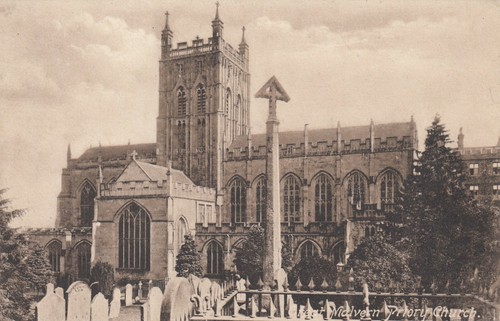 Postcard malvern priory church - priory,
