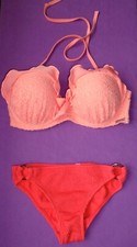 Lipsy Textured Bikini coral