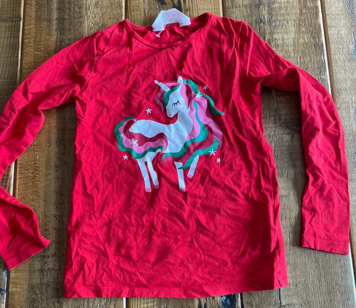Girls red unicorn tshirt - girls,