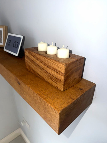 Solid oak candle holder - 3, –