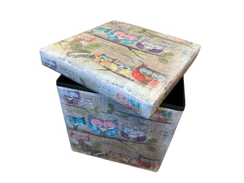 Faux leather foldable ottoman - faux,