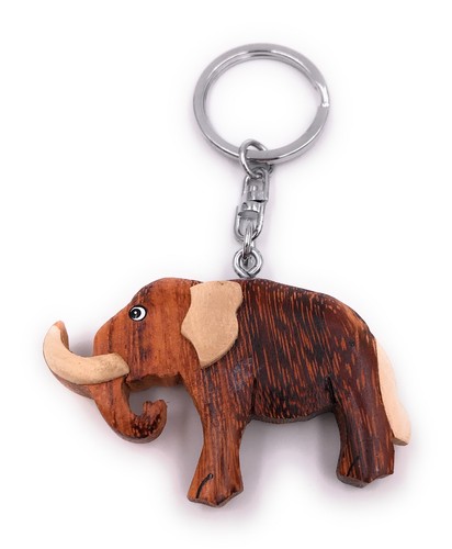 Handmade wood keychain mammoth - keychain,