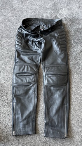Black leather biker trousers - leather,