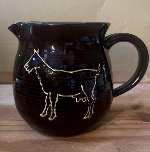 Vintage brown pottery - brown, goat