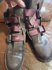 FLY London Ankle Boots Mel  Brown Leather Buckle Size 7 EU 40