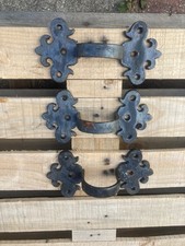 Set 3 Vintage Round Downpipe Brackets thick gauge 1.6kg Cast Iron Ornate 12”x5”
